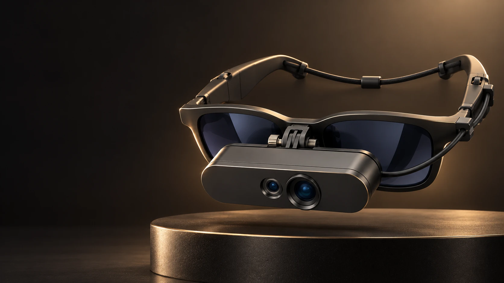 AugmentEYE AR loupes with a compact dual-lens camera in golden light